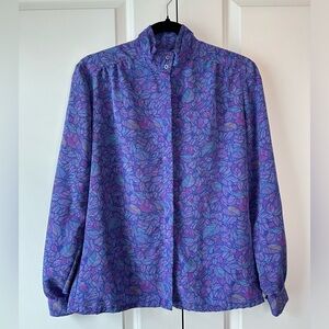 Vintage Country Sophisticates Pendleton Multicolor Purple Leaf Blouse (Sz 10)